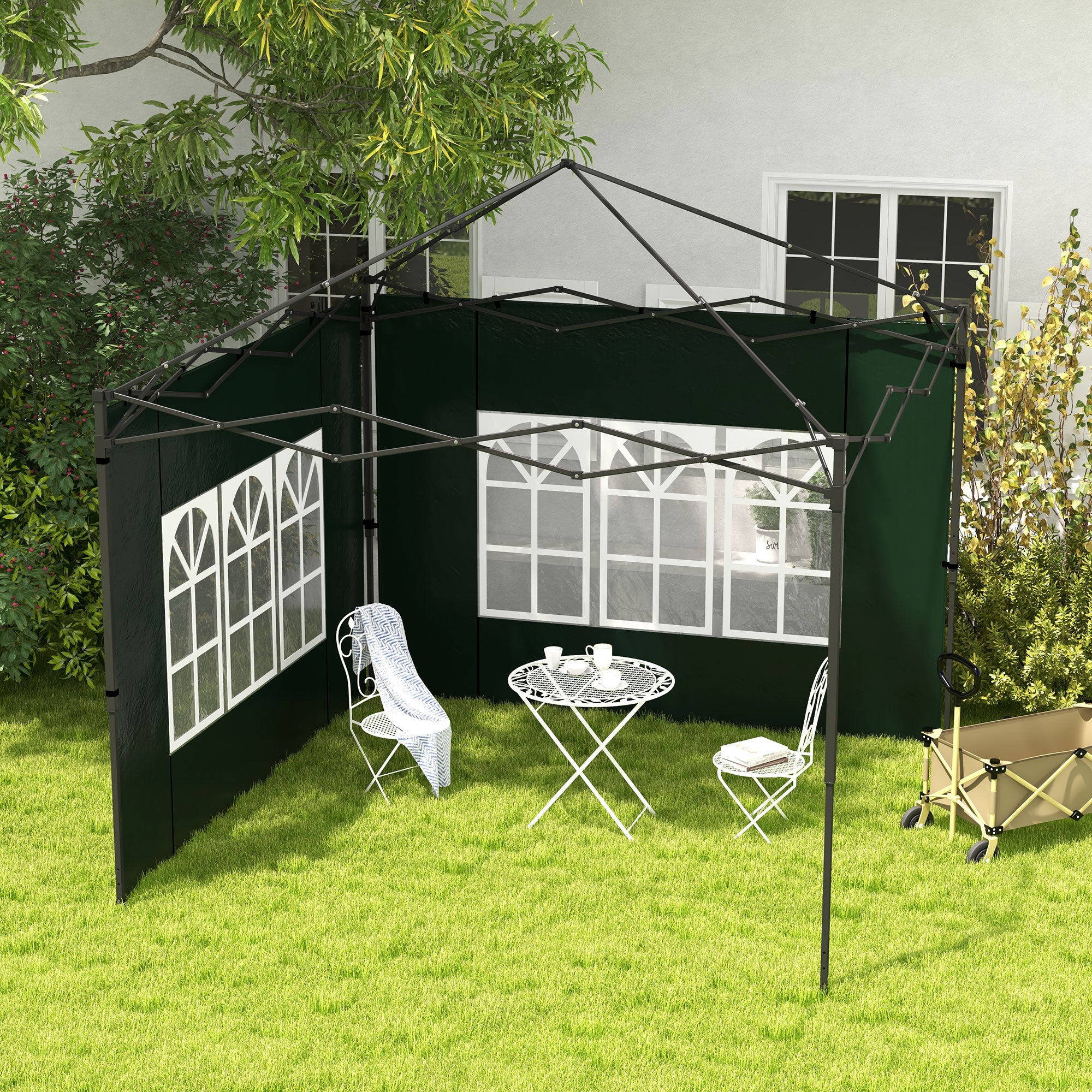 Outsunny Set of Two 3 x 3m Gazebo Frame Replacement Walls - Green - anydaydirect