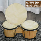HOMCOM Wooden Bongo Drum Set ?7.75" & ?7" w/ Drum Head, Percussion Instrument, Drums, Tuning Wrench For Adults Beginners - anydaydirect