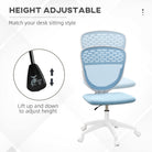 Vinsetto Armless Desk Chair, Mesh Office Chair, Height Adjustable with Swivel Wheels, Blue - anydaydirect