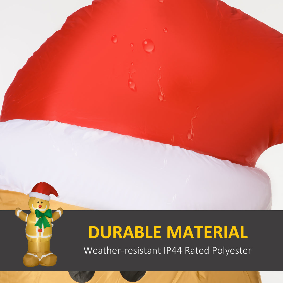 HOMCOM 183cm Christmas Inflatable Gingerbread Man Holiday Yard Lawn Decoration with LED Lights, Indoor Outdoor Blow Up Decor - anydaydirect