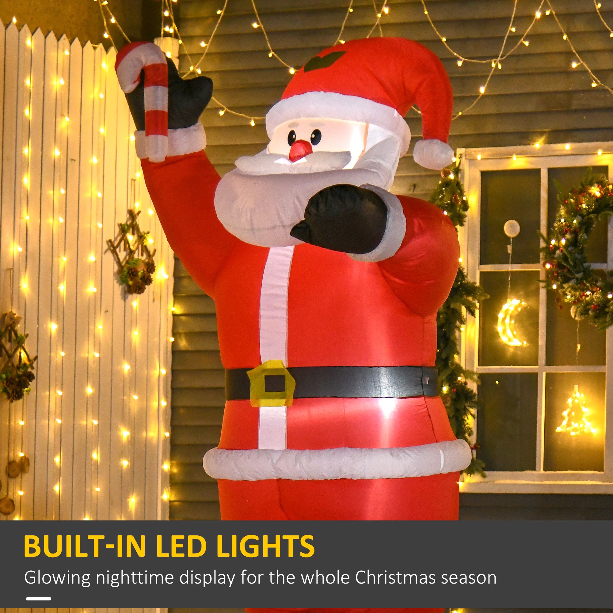 HOMCOM Inflatable Air Blown Christmas Santa Claus 240cm LED Lighted - anydaydirect