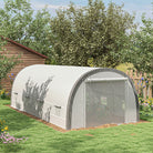 Outsunny 6 x 3(m) Polytunnel Greenhouse with Upgraded Structure, Mesh Door and Windows, 15 Plant Labels, White - anydaydirect