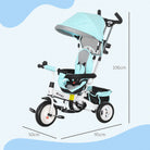 HOMCOM 6 in 1 Kids Trike Push Bike w/ Push Handle, Canopy, 5-point Safety Belt, Storage, Footrest, Brake, for 1-5 Years, Green - anydaydirect