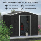 Outsunny 8 x 6ft Garden Storage Shed Double Door Ventilation Windows Sloped Roof Outdoor Equipment Tool, Grey - anydaydirect