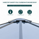 Outsunny 3 x 3(m) Hardtop Gazebo Canopy with Polycarbonate Roof, Aluminium Frame, Permanent Pavilion Garden Gazebo with Netting and Curtains for Patio, Deck, Dark Grey - anydaydirect