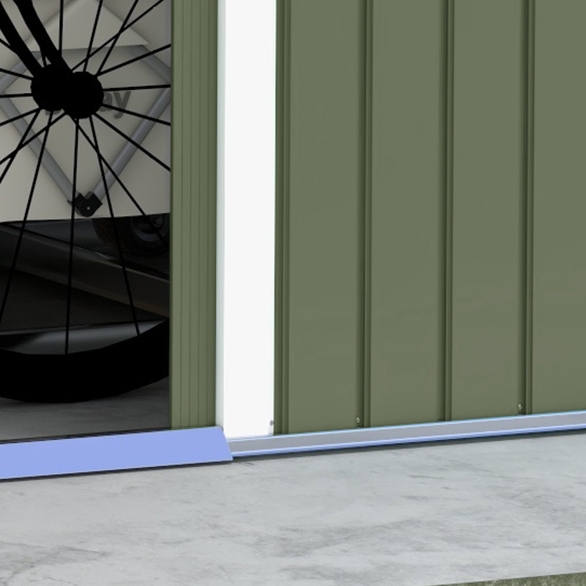 Outsunny 9 x 6 ft Metal Garden Storage Shed Corrugated Steel Roofed Tool Box with Foundation Ventilation and Doors, Light Green - anydaydirect