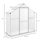 Outsunny 6 x 2.5ft Polycarbonate Greenhouse Walk-In Green House with Rain Gutter, Sliding Door, Window, Foundation, Silver - anydaydirect