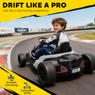 AIYAPLAY 24V Electric Go Kart, Drift Kart with Adjustable Seat, Slow Start, 5-Point Harness, Music, Horn, for 6-12 Years, White - anydaydirect