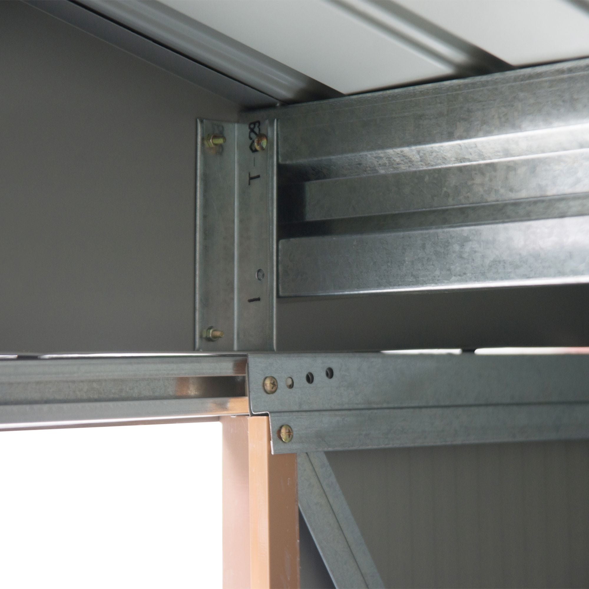 Outsunny 7 x 4 ft Lockable Garden Shed Large Patio Roofed Tool Metal Storage Building Foundation Sheds Box Outdoor Furniture, Yellow - anydaydirect