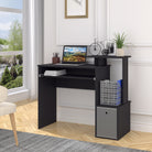 HOMCOM Computer Desk with Sliding Keyboard Tray Storage Drawer Shelf Home Office Workstation Black - anydaydirect