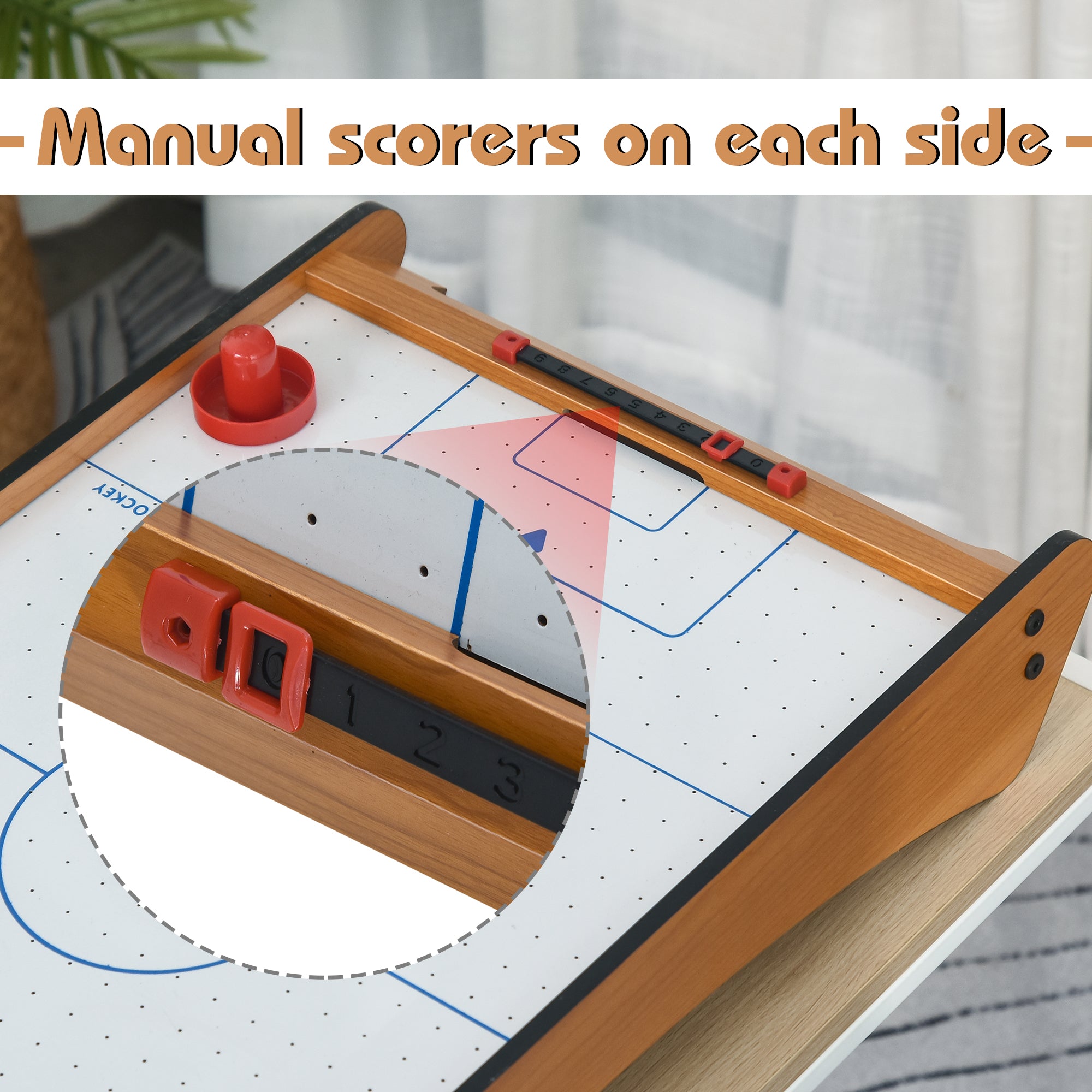 HOMCOM 2.5FT Tabletop Air Hockey Game Table Wooden Portable Party Gaming Toy for Kids Children Adult - anydaydirect