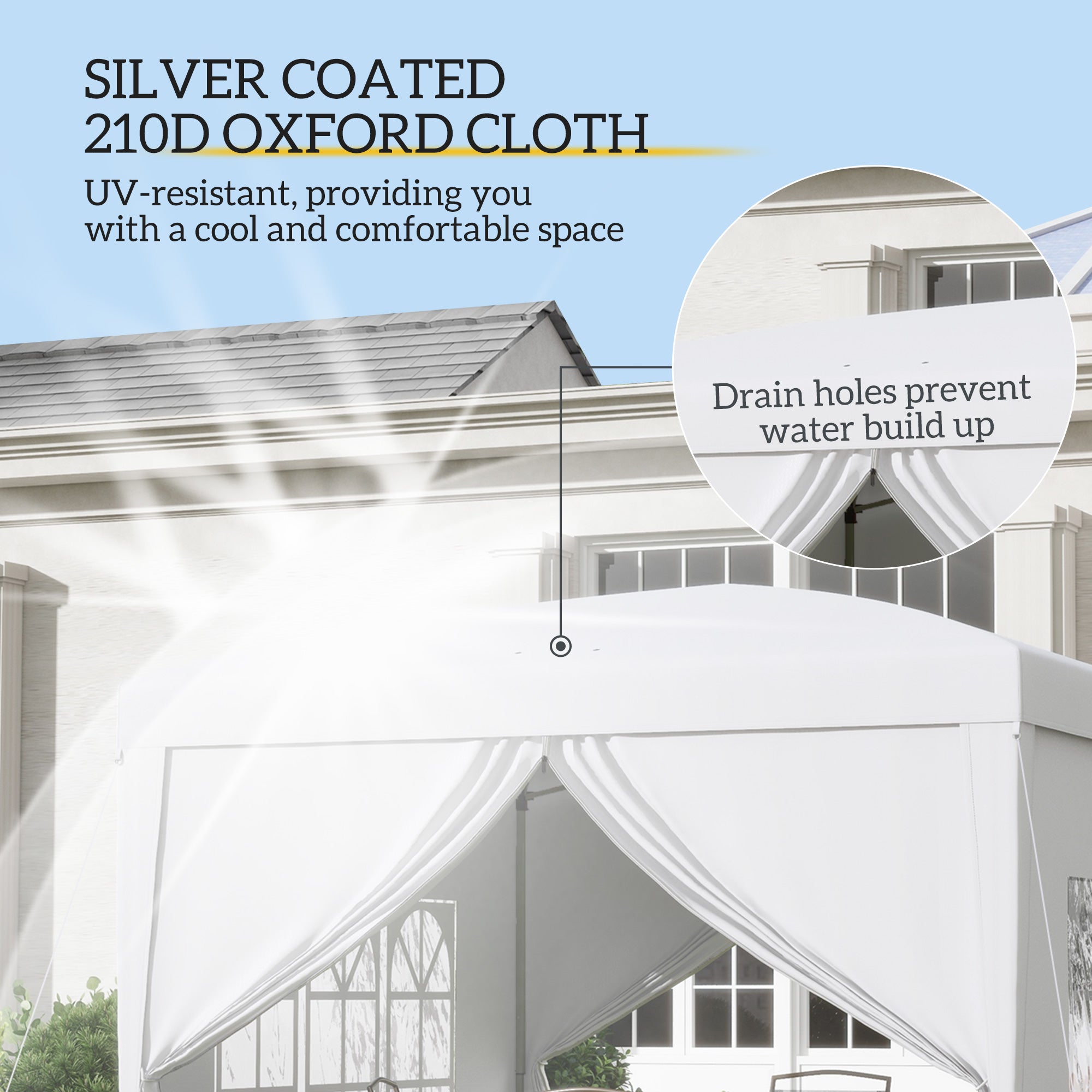 Outsunny 3 x 3m Pop Up Gazebo, Wedding Party Canopy Tent Marquee with Carry Bag and Windows, White - anydaydirect