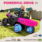 AIYAPLAY Kids Ride on Car, 12V Electric Kids UTV with Electric Dump Bed, 4-Wheel Suspension for 3-8 Years, Pink - anydaydirect