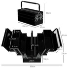 DURHAND 3 Tier Metal Toolbox, 5 Tray Professional Portable Tool Box with Carry Handle for Workshop, 45cmx20cmx34.5cm, Black - anydaydirect