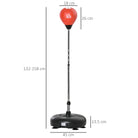 HOMCOM Punching Bag with Stand, 132-158cm Adjustable Height, for Teens, Red/Black - anydaydirect