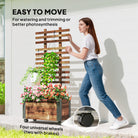 Outsunny Raised Garden Bed with Trellis, Outdoor Wooden Planter Box with Metal Corners and Wheels, Raised Bed for Garden - anydaydirect