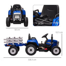 HOMCOM Electric Ride on Tractor w/ Detachable Trailer, 12V Kids Battery Powered Electric Car w/ Remote Control, Music Start up Sound, Blue - anydaydirect