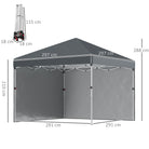 Outsunny 3 x 3 (M) Pop Up Gazebo, UPF 30+ with 2 Sidewalls, Leg Weight Bags and Wheeled Bag, Height Adjustable Party Tent Event Shelter for Garden, Patio, Dark Grey - anydaydirect