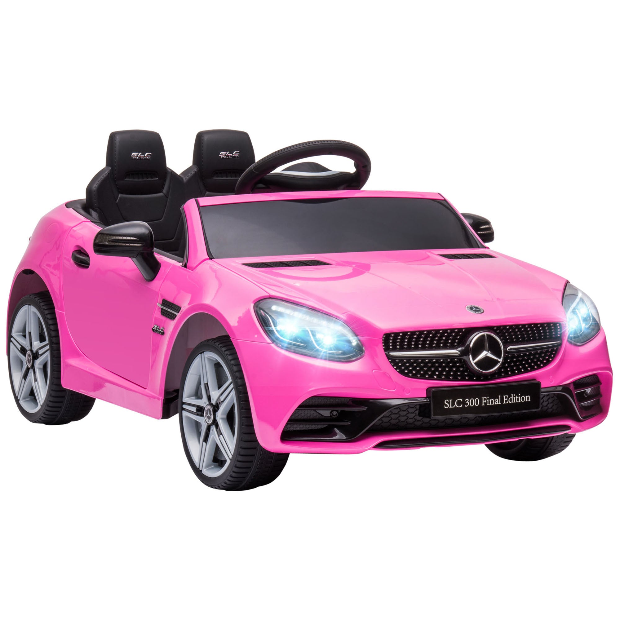 AIYAPLAY Mercedes Benz SLC 300 Licensed 12V Kids Electric Ride On Car with Parental Remote Two Motor Music Light Suspension Wheel for 3-6 Years Pink - anydaydirect