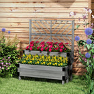Outsunny Raised Garden Bed with Trellis, 2-Tier Wooden Elevated Planter Box  for Vegetables, Flowers, Herbs, Grey - anydaydirect