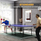 SPORTNOW 9FT Folding Table Tennis Table with Four Wheels, for Indoor Use, Blue - anydaydirect