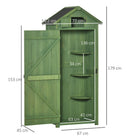 Outsunny Garden Shed Vertical Utility 3 Shelves Shed Wood Outdoor Garden Tool Storage Unit Storage Cabinet, 77 x 54.2 x 179cm - Green - anydaydirect