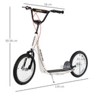 HOMCOM Stunt Scooter for Teens and Kids, Kick Scooter with Adjustable Handlebar, Dual Brakes, and 16 Inch Rubber Tyres, White - anydaydirect