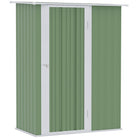 Outsunny Garden Storage Shed, Outdoor Tool Shed with Sloped Roof, Lockable Door for Equipment, Bikes, Light Green, 142 x 84 x 189cm - anydaydirect