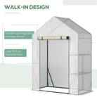 Outsunny Greenhouse for Outdoor, Portable Gardening Plant Grow House with 2 Tier Shelf, Roll-Up Zippered Door, PE Cover, 143 x 73 x 195cm, Green - anydaydirect