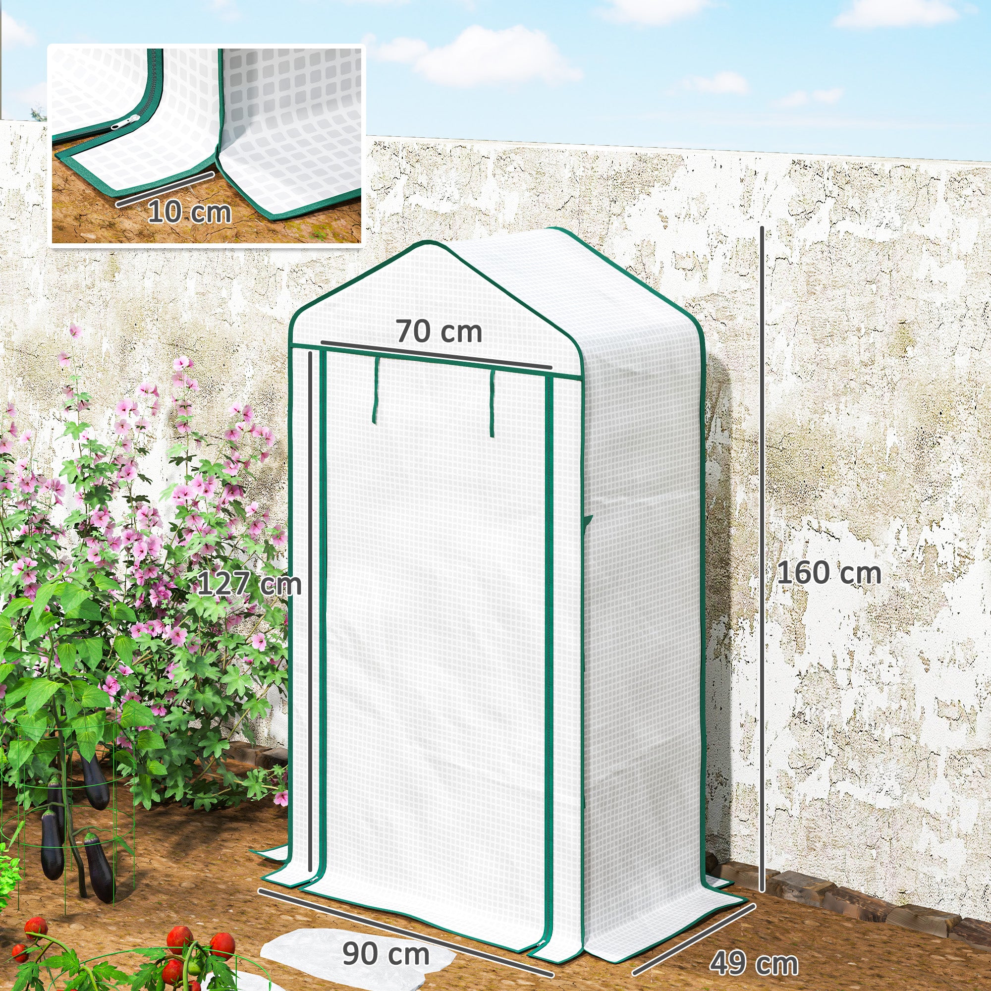 Outsunny Four-Tier Mini Greenhouse 2026, with Reinforced Plastic Cover - anydaydirect