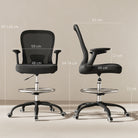 HOMCOM Draughtsman Chair, Mesh Drafting Chair, Ergonomic Office Chair with Flip-up Armrest, Adjustable Foot Ring, Black - anydaydirect