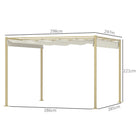 Outsunny 3 x 3(m) Garden Pergola with Retractable Roof and Magnetic Fixture, Outdoor Gazebo Pergola Kit Sun Shade Canopy, UPF30+, Khaki - anydaydirect