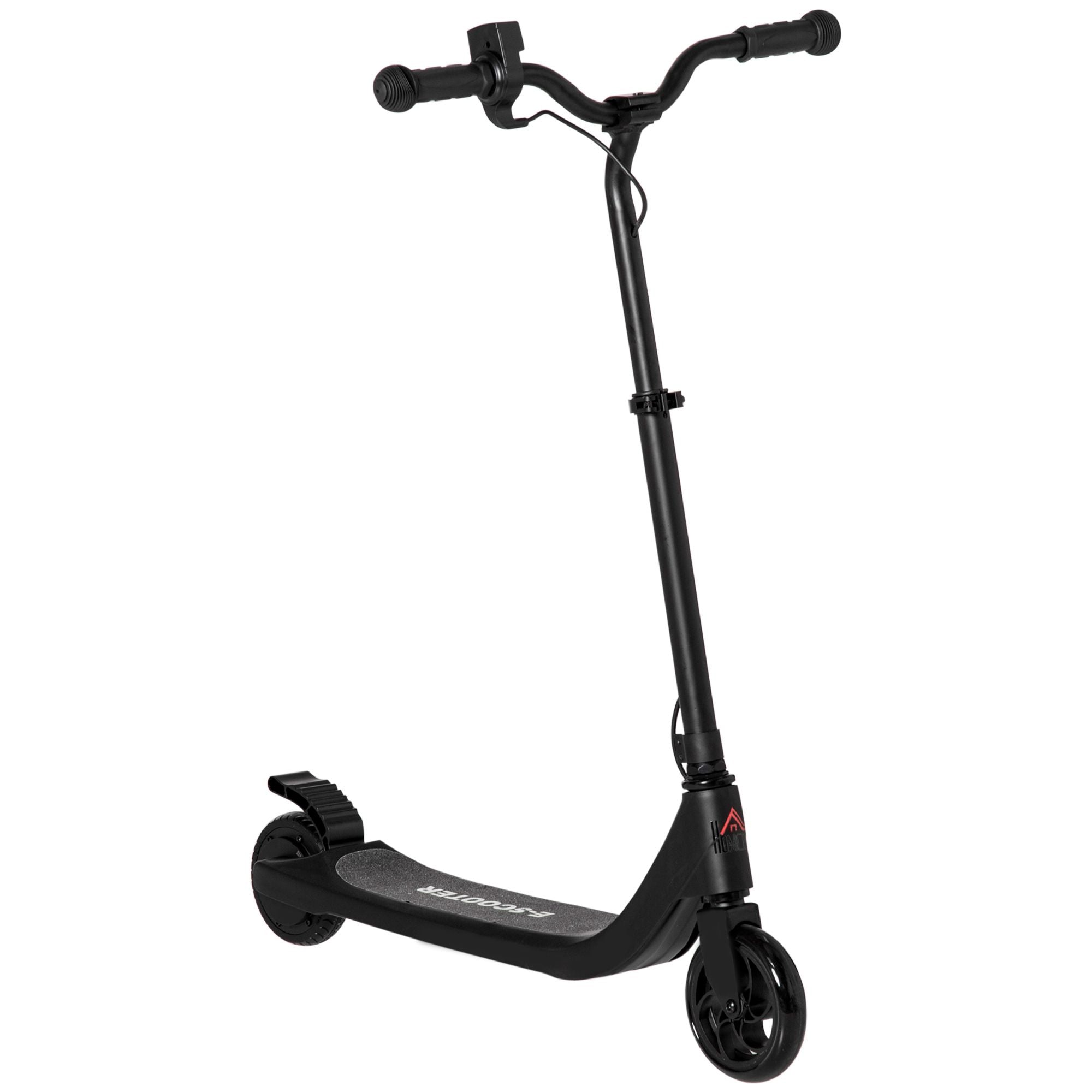 HOMCOM Electric Scooter, 120W Motor E-Scooter w/ Battery Display, Adjustable Height, Rear Brake for Ages 6+ Years - Black - anydaydirect