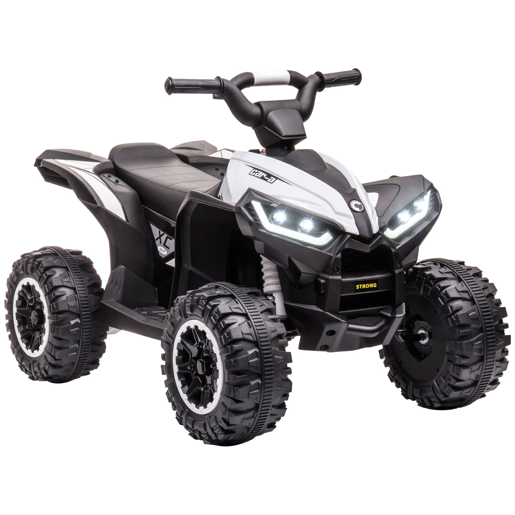 HOMCOM 12V Quad Bike with Forward Reverse Functions, Ride on Car ATV Toy with High/Low Speed, Slow Start, Suspension System, Horn, Music, White - anydaydirect