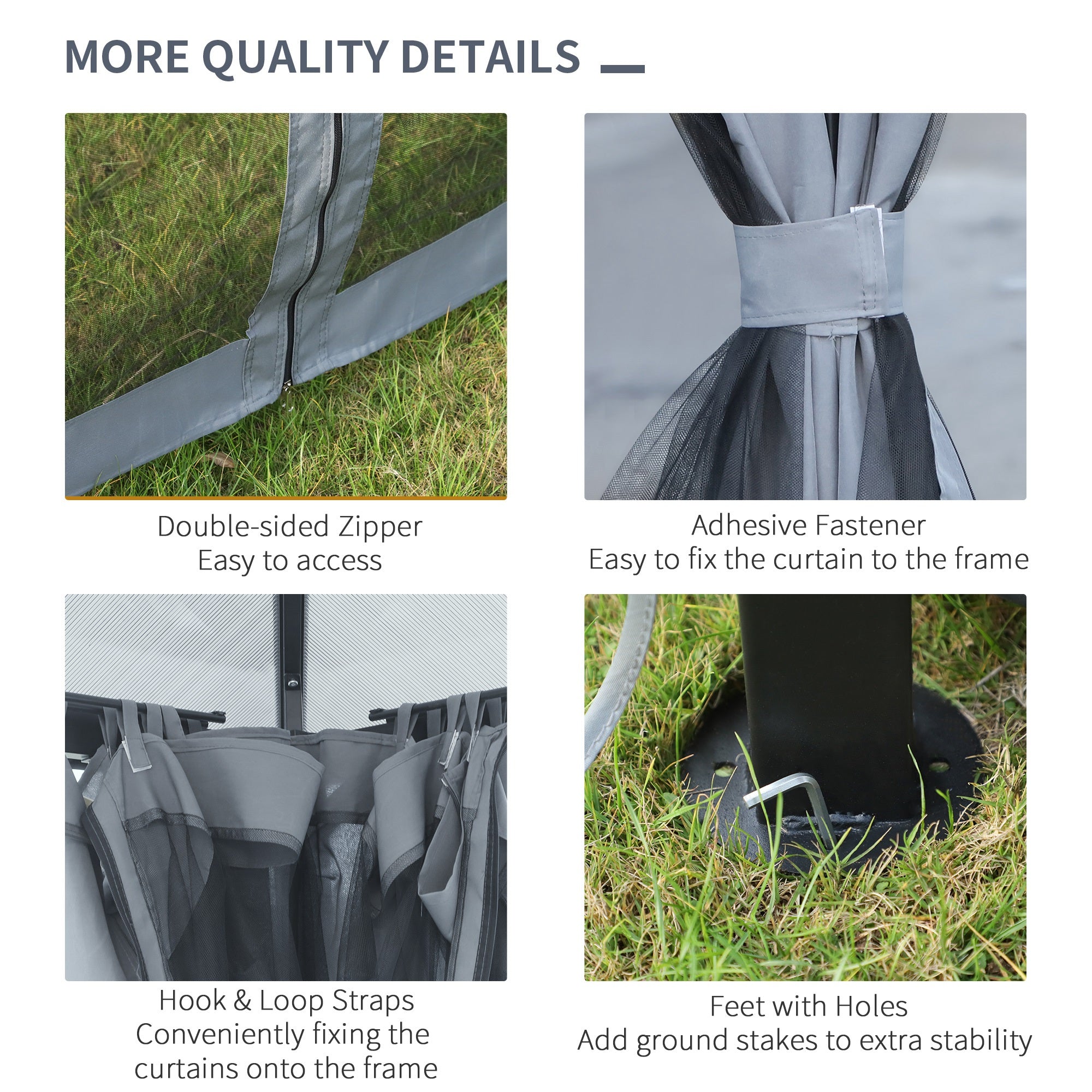 Outsunny 3m x 3m Hardtop Metal Frame Mesh Draped Gazebo Black - anydaydirect