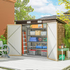 Outsunny 3.7 x 7.9ft Galvanised Steel Shed, with Latched Door and Padlock - Oak - anydaydirect