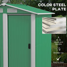 Outsunny Garden Metal Tool Storage Shed with Sliding Door, Sloped Roof and Floor Foundation, 152 x 132 x 188cm, Green - anydaydirect