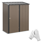 Outsunny 5 x 3 ft Metal Garden Storage Shed Patio Corrugated Steel Roofed Tool Shed with Single Lockable Door, Brown - anydaydirect