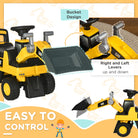 HOMCOM CAT Licensed Construction Digger Ride-On for Kids, Manual Bucket & Under Seat Storage, Yellow - anydaydirect