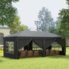 Outsunny 3 x 6 m Pop Up Gazebo with Sides and Windows, Height Adjustable Wedding Camping Party Tent Canopy Marquee with Storage Bag for Garden, Event, Black - anydaydirect