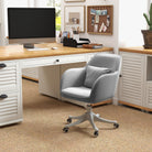 Vinsetto Velvet Office Chair, Desk Chair, Makeup Vanity Chair with Massage Lumbar Pillow and Rolling Wheels for Bedroom and Home, Grey - anydaydirect