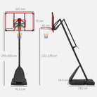 SPORTNOW 2.4-2.9m Adjustable Basketball Hoop and Stand with Weighted Base, Portable on Wheels, Red - anydaydirect