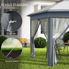 Outsunny 3 x 4m Metal Frame Hexagon Gazebo, with Curtains - Grey - anydaydirect