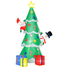 HOMCOM 7ft Tall Christmas Inflatable Tree LED Lighted with Santa Claus Snowman and Gift Box for Home Indoor Outdoor Garden Lawn Decoration Party Prop - anydaydirect