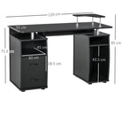 HOMCOM Computer Desk Office PC Table Workstation with Keyboard Tray, CPU Shelf, Drawers, Sliding Scanner Shelf, Black - anydaydirect