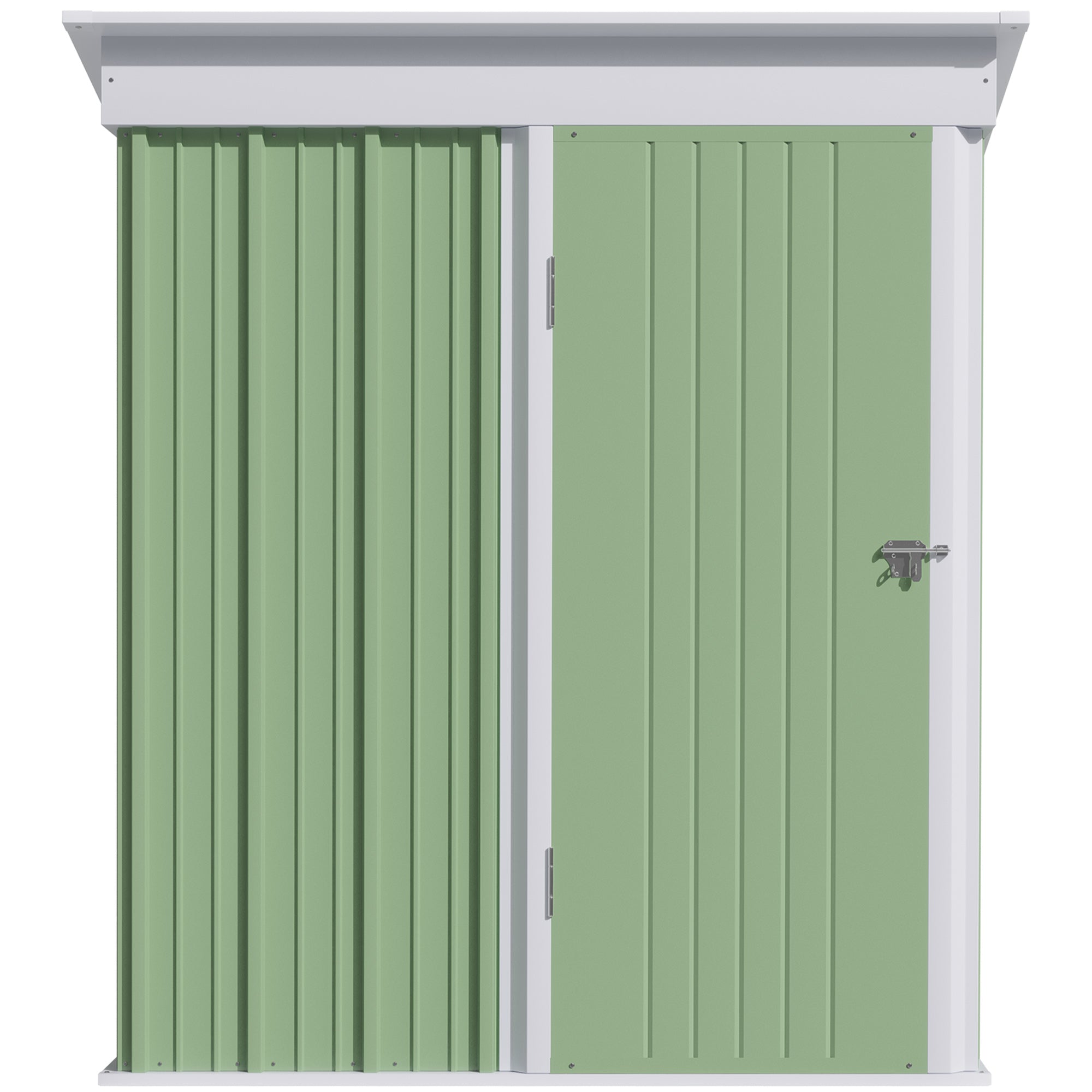 Outsunny 5'x3'x6' Metal Garden Shed Roofed Lean-to Shed for Tool Motor Bike, with Adjustable Shelf, Lock, Gloves, Green - anydaydirect