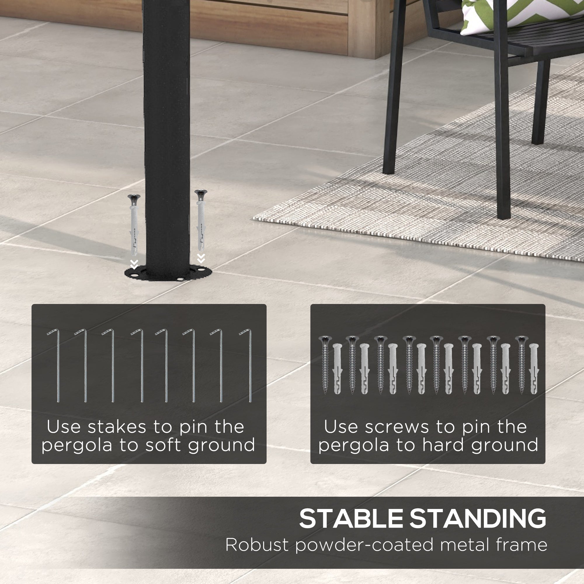 Outsunny 3 x 4m Metal Frame Pergola - Grey - anydaydirect