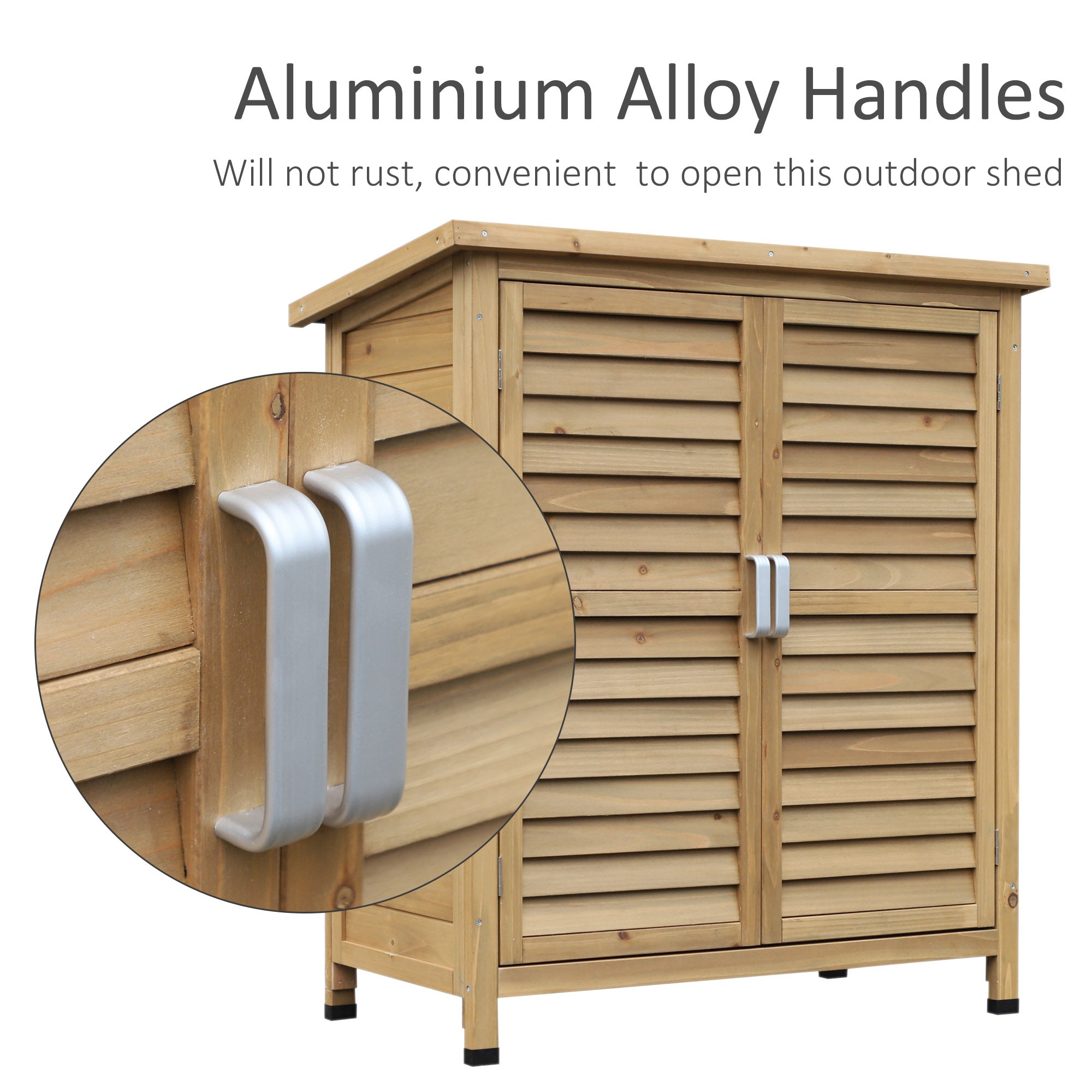 Outsunny Garden Shed Wooden Garden Storage Shed 2 Door Unit Solid Fir Wood Garage Tool Organisation Cabinet, 87L x 46.5W x 96.5Hcm, Grey - anydaydirect