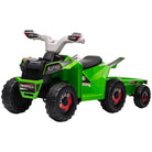 HOMCOM 6V Quad Bike with Back Trailer, Wear-Resistant Wheels, for Ages 18-36 Months, Green - anydaydirect