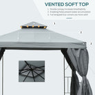 Outsunny 3 x 3 m Garden Gazebo Double Roof Marquee Patio Wedding Party Tent Canopy Shelter with Sidewalls, (Dark Grey) - anydaydirect
